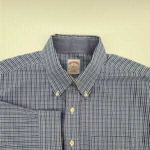 Men's L  Brooks Brothers long sleeve Button Up Blue Checkered Shirt